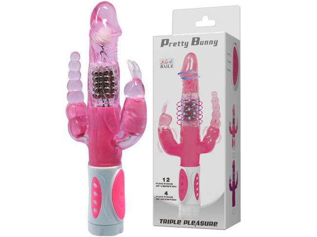 Dương Vật Đa Năng 3 Đầu Siêu Rung Ngoáy Kích Thích Âm Đạo & Hậu Môn - Bunny