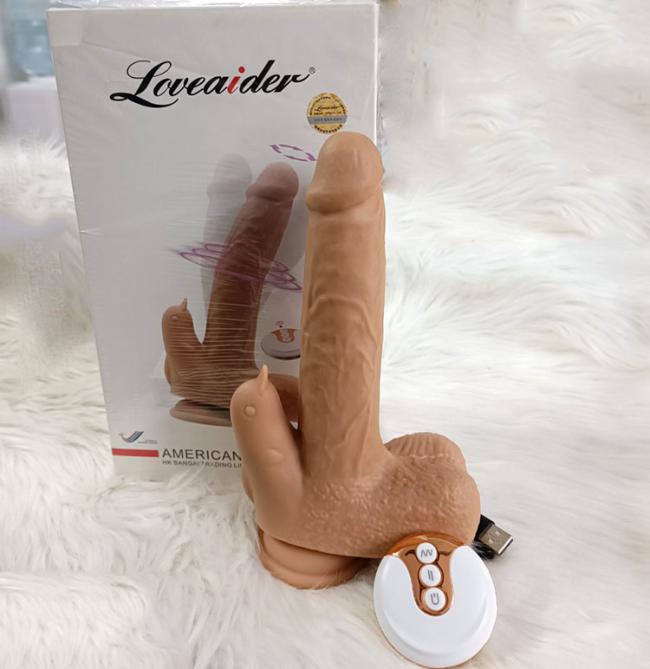 Dương Vật Giả Dán Tường Silicon Siêu Mềm - SIêu Ngoáy Kèm Nhánh Rung - Điều Khiển Từ Xa - Loveaider